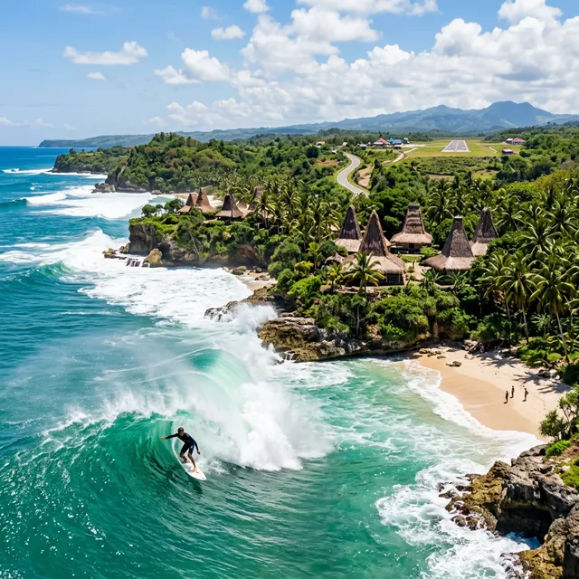 Dramatic rock formations and surf at Kodi beaches, West Sumba