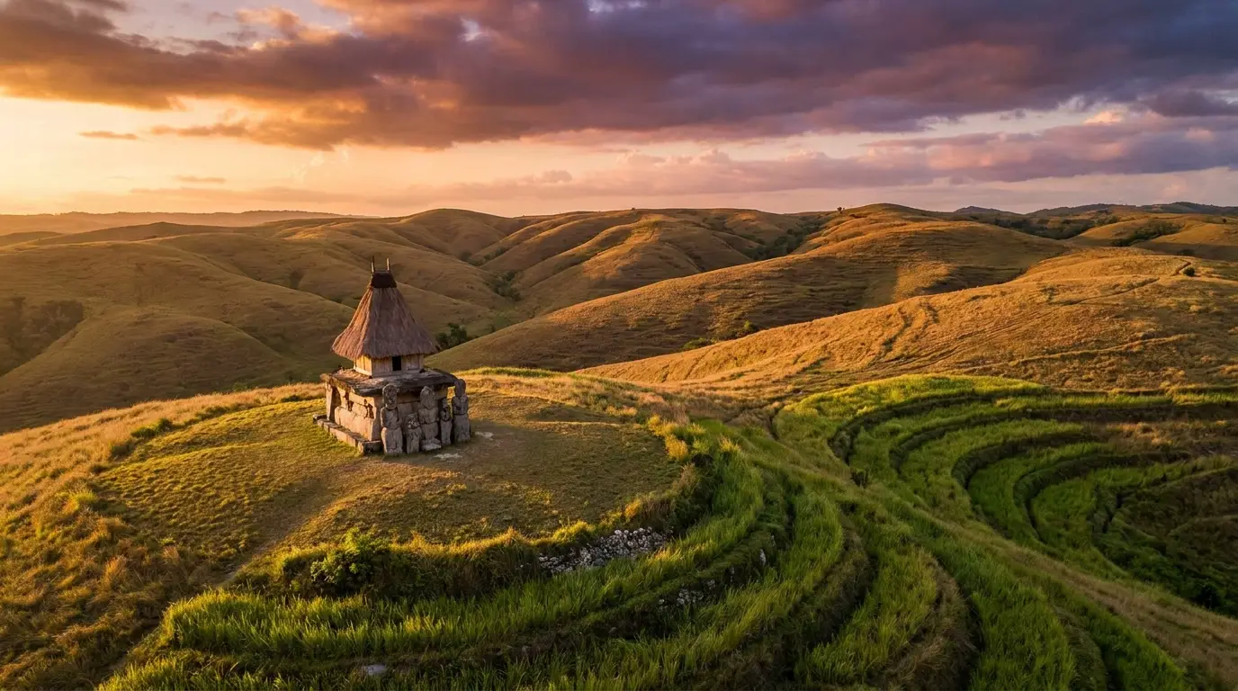Wairinding Hills at sunset, East Sumba, Indonesia