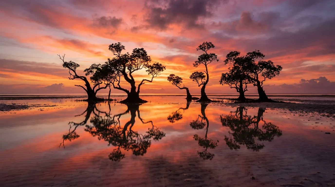 Dancing mangrove trees at Walakiri Beach, East Sumba, Indonesia